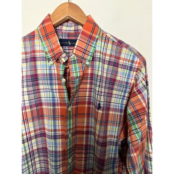 Ralph Lauren Men’s Sz Medium Multicolor Plaid Button Down Shirt - Picture 4 of 9